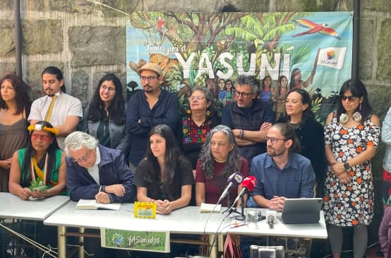 Yasunidos en rueda de prensa, el 10 de mayo de 2023