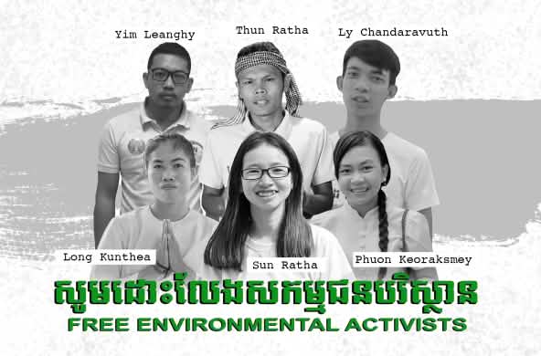 Fotomontaje de retratos de 6 activistas de Mother Nature Cambodia