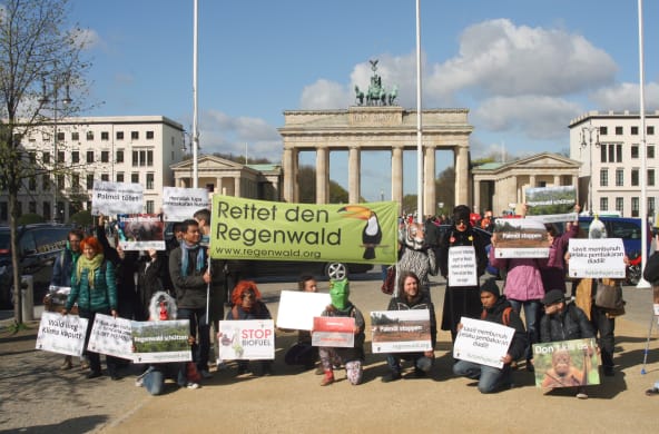 Manifestantes Rettet den Regenwald Brandenburger Tor