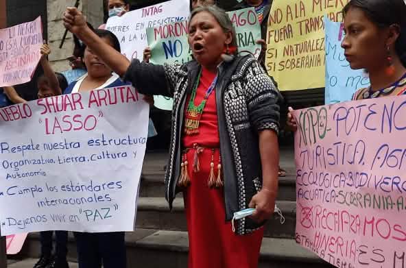 Protesta contra la minería en Ecuador frente al Ministerio del Ambiente, Octubre 2021