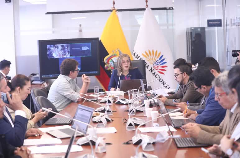 Miembros de la Veeduría Ciudadana que vigila el proceso para conservar indefinidamente bajo tierra el crudo del bloque 43 ITT del Yasuní comparecen ante Comisión de Garantías Constitucionales el 25 de marzo 2026