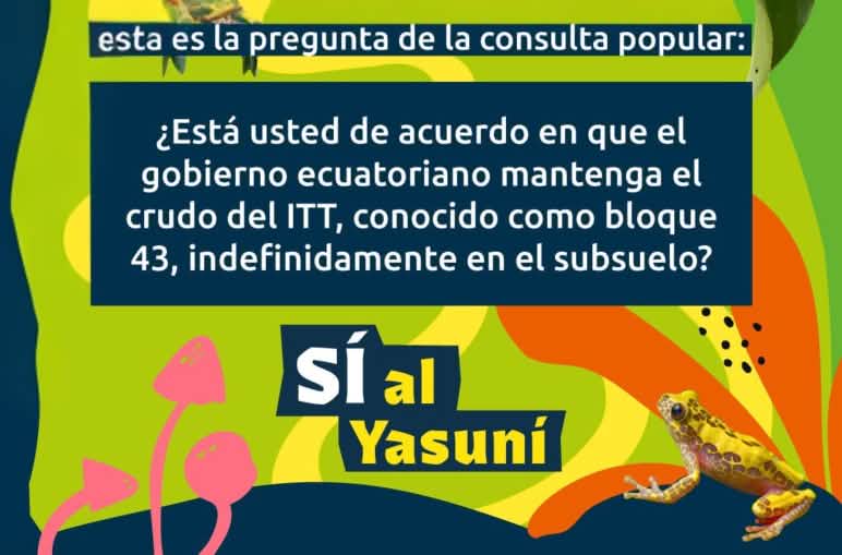 Pregunta que debió responder la ciudadanía en consulta popular el 20 de agosto de 2023, sobre el petróleo del bloque petrolero 43 (ITT) en una parte del Parque Nacional Yasuní, Ecuador