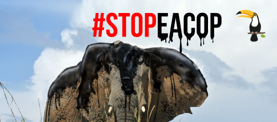 Fotomontaje: El petróleo es un gran peligro para los elefantes - #StopEACOP
