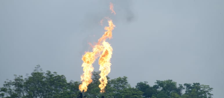 Mecheros de la industria petrolera en el Yasuní