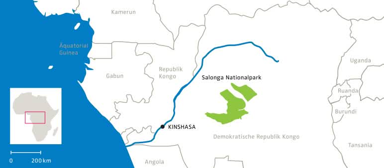 Mapa del Parque Nacional de Solonga, RDC