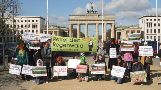 Manifestantes Rettet den Regenwald Brandenburger Tor