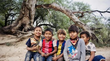 Niños del pueblo Manjui en el Chaco paraguayo.