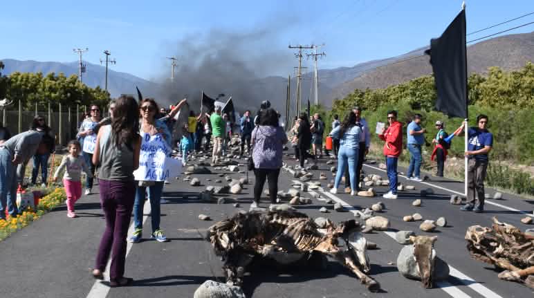 Protesta contra la sequía y la falta de agua en Chile, a consecuencia de la producción agroindustrial de aguacate Manifestación por la falta de agua, 11 de octubre del año 2019 en Petorca, Chile