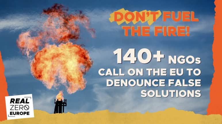 ¡No alimentemos el fuego! Más de 140 organizaciones piden a la UE que rechace las falsas soluciones al cambio climático Fotomontaje: ¡No alimentemos el fuego! (leyenda en inglés "Don't fuel the fire") Más de 140 ONG piden a la UE que rechace las falsas soluciones al cambio climático