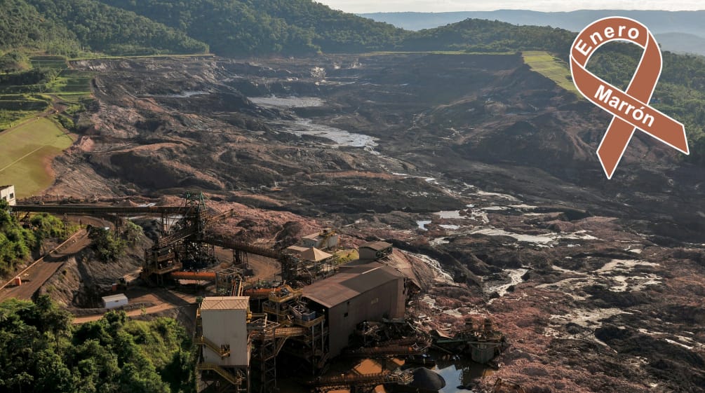 Lodos en el paisaje, tras la rotura de la balsa de relaves de la mina Córrego do Feijão, en Brumadinho, Minas Gerais (MG), en Brasil