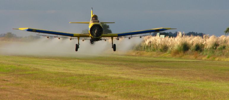 El uso del glifosato está muy extendido en Argentina (Foto: Santiago Nicolau via Flickr) Avioneta fumiga con glifosato