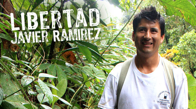 Javier Ramírez es agricultor, defensor de la naturaleza y los derechos humanos en Intag, Ecuador Javier Ramírez en Intag, Cotacachi, Imbabura, Ecuador