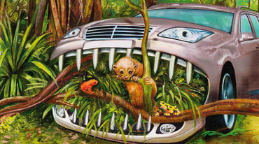 Automóvil devora selva
