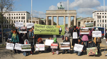 Manifestantes Rettet den Regenwald Brandenburger Tor