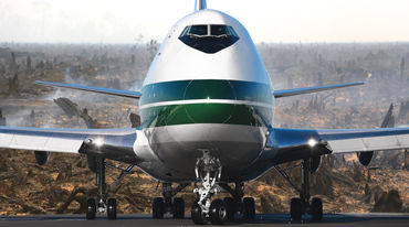Avión sobre selva destruida