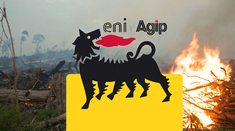 Petrolera italiana ENI y selva en llamas