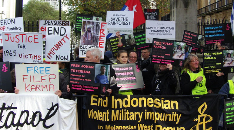 Protesta en Londres Manifestación ante la visita del presidente indonesio en Londres