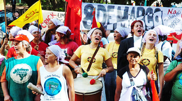 Movilización de mujeres en Brasil un 8 de marzo (Foto: A. Franciosi) Protesta de mujeres del MST