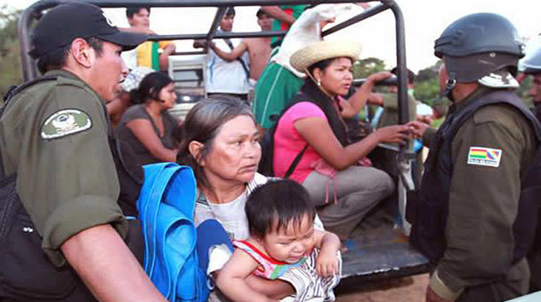 Momentos duros durante la marcha Bolivia